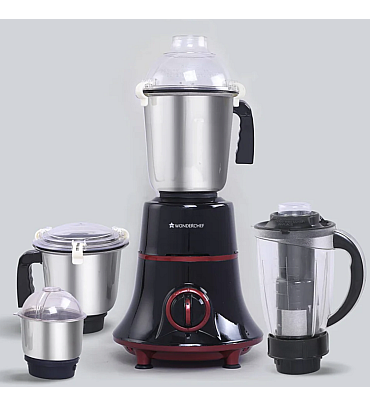 Glory Mixer Grinder, 750 W with 4 Stainless Steel Jars and Anti-rust Stainless Steel Blades, Ergonomic Handles, 5 Years Warranty on Motor